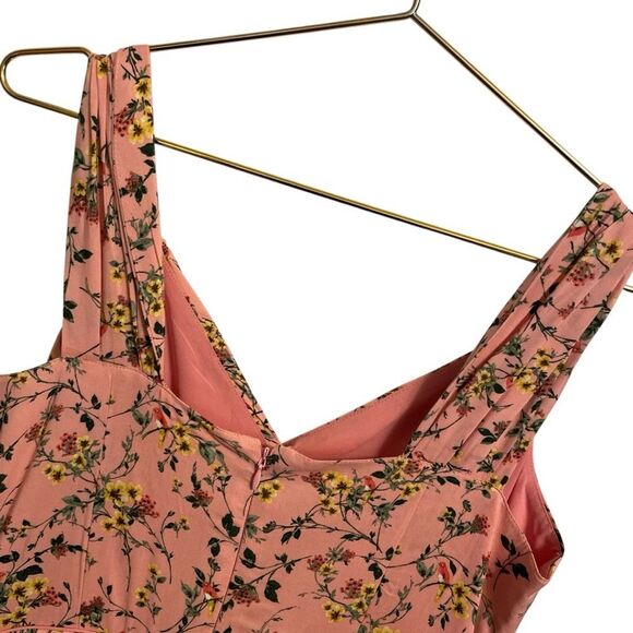 Gal Meets Glam Sarah Sleeveless Midi Dress Rose Coral Floral Print Size 8 - Picture 6 of 8